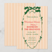 Whimsicale groene kerstdinertuin uitnodiging (Voorkant / Achterkant)