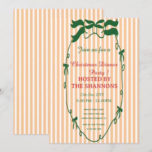 Whimsicale groene kerstdinertuin uitnodiging (Voorkant / Achterkant)