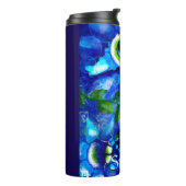 Whimsicale Grote-Ogen Zeepaard Kunst Blauw Geperso Thermosbeker (Gedraaid links)