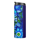 Whimsicale Grote-Ogen Zeepaard Kunst Blauw Geperso Thermosbeker (Geroteerd rechts)