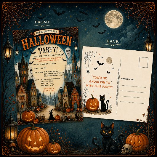 Whimsicale Halloween Dorpsfeest Uitnodiging |