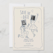 Whimsicale handgetekende foto-doodle save the date (Voorkant)