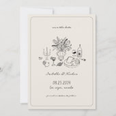 Whimsicale handgetekende Franse huwelijksdatum om  Save The Date (Voorkant)