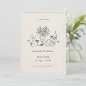 Whimsicale handgetekende Franse huwelijksdatum om  Save The Date (Staand voorkant)
