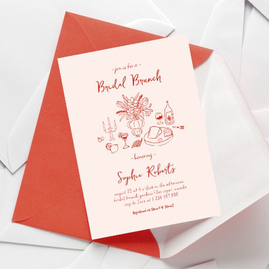 Whimsicale handgetekende handgeschreven bruidsbrun kaart