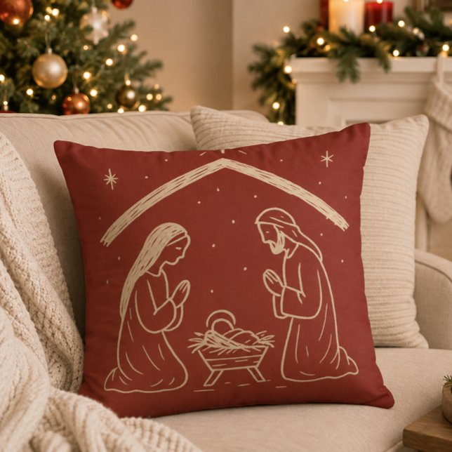 Whimsicale handgetekende kerststal kussen (Creator heeft geüpload)