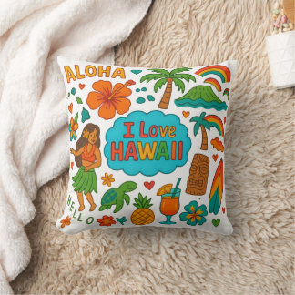 Whimsicale Hawaiiaanse Retro Reisimpressies Kussen