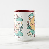 Whimsicale illustratie van konijn en beer onder de mok (Midden)