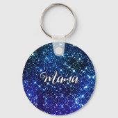 Whimsicale iriserende blauwe Glitter monogram Sleutelhanger (Achterkant)