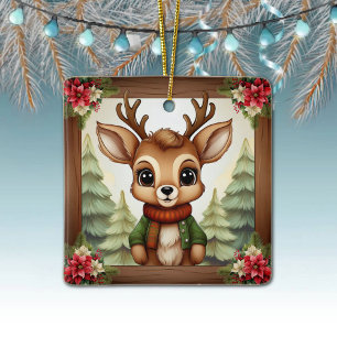 Whimsicale Kerst Reindeer Vakantiedecoratie  🦌🎄 Keramisch Ornament