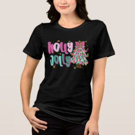 whimsicale kerstboom met penseelstreken - Holly Jo Tri-Blend Shirt