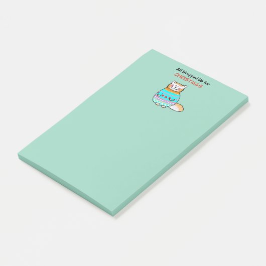 Whimsicale Kerstkat Kerstvreugde Post-it® Notes (Schuin)