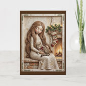 Whimsicale Kerstkat Winter Juffrouw Kunst Kaart (Voorkant)