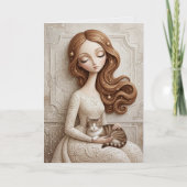 Whimsicale Kerstkat Winter Juffrouw Kunst Kaart (Voorkant)