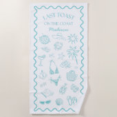 Whimsicale Laatste Toast Aan De Kust Turquoise Strandlaken (Voorkant)