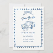 whimsicale leuk gekrabbelde save the date uitnodig kaart (Voorkant)