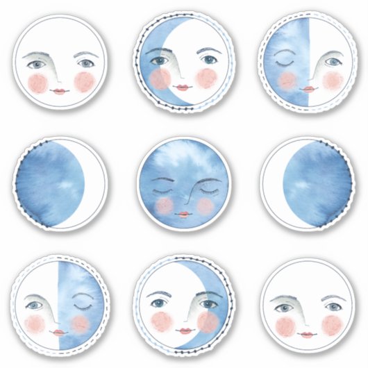 Whimsicale Maanfasen Sticker Set (Voorkant)