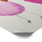 Whimsicale Minimalistische Vogelillustratie Poster (Hoek)