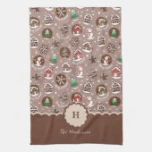 Whimsicale Monogram Gebruiksbrood Kerstmis Theedoek (Verticaal)