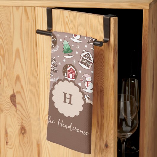 Whimsicale Monogram Gebruiksbrood Kerstmis Theedoek (Derde Gevouwen)