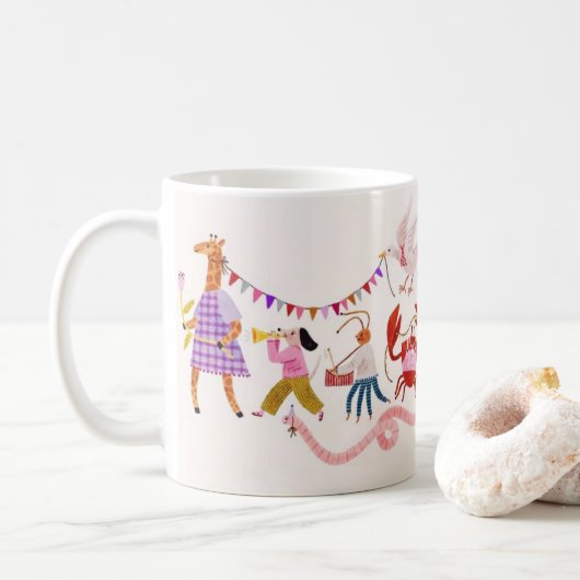 Whimsicale Parade van Vreugde – De KindOnes Stijl Koffiemok (Met donut)
