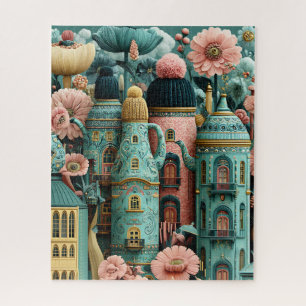 Whimsicale Pastel AI-kunst met Knusse Gebreide Dor Legpuzzel