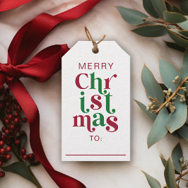 Whimsicale Retro Prettig Kerst Typografie Cadeaulabel