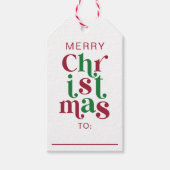 Whimsicale Retro Prettig Kerst Typografie Cadeaulabel (Voorkant)