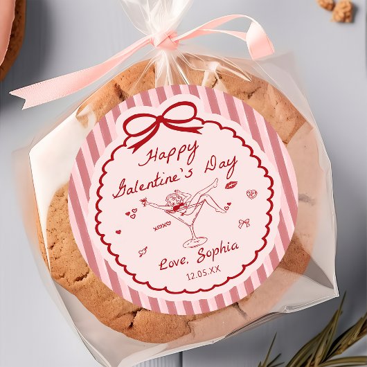 Whimsicale Rode Gelukkige Galentine's Day Sticker