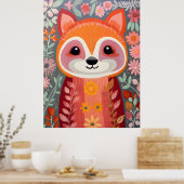 Whimsicale Rode Panda Kunstposter Poster (Keuken)