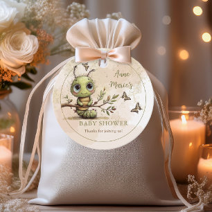 Whimsicale Rups Klaar om te Vliegen Baby Borrel Bedankjes Labels