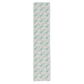 Whimsicale Teal Kerstbomen op Roze Korte Tafelloper (Voorkant)