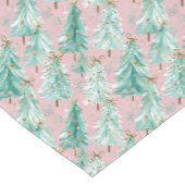 Whimsicale Teal Kerstbomen op Roze Korte Tafelloper (Hoek)