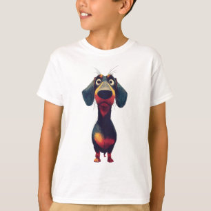 Whimsicale tekening van een dashond karakter t-shirt