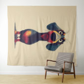 Whimsicale tekening van een dashond karakter wandkleed (In Situ (horizontaal))