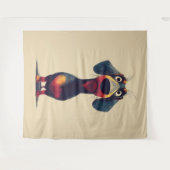 Whimsicale tekening van een dashond karakter wandkleed (Voorkant (horizontaal))