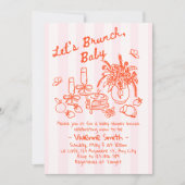 Whimsicale uitnodiging voor babyborrel brunch (Voorkant)