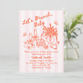 Whimsicale uitnodiging voor babyborrel brunch (Staand voorkant)