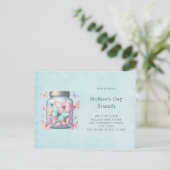 Whimsicale Vlinders in een Pot Moederdag Brunch Uitnodiging Briefkaart (Staand voorkant)