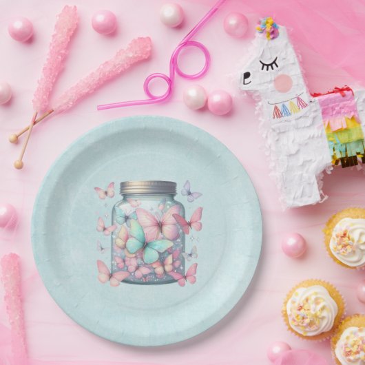 Whimsicale Vlinders in een Pot Papieren Bordje (Feest)