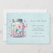 Whimsicale Vlinders in een Pot Save The Date (Voorkant)