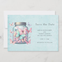 Whimsicale Vlinders in een Pot Save The Date