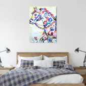 Whimsicale Volkskunst Paard Expressionist Canvas Afdruk (Insitu (Slaapkamer))