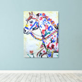 Whimsicale Volkskunst Paard Expressionist Canvas Afdruk (Insitu (Houten vloer))