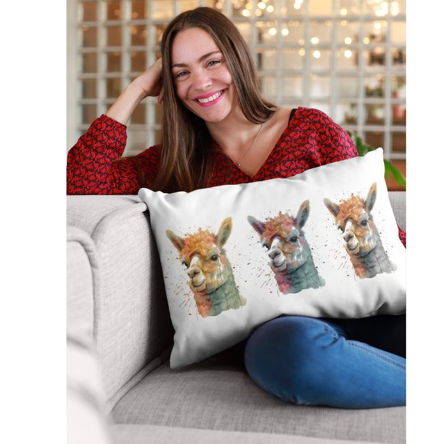 Whimsicale Waterverf Alpaca's  Kussen (Creator heeft geüpload)