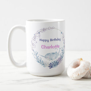 Whimsicale Waterverf Narwal vis  Eenhoorn van de  Koffiemok