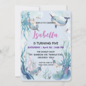 Whimsicale Waterverf Narwal vis  Eenhoorn van de  Save The Date (Voorkant)
