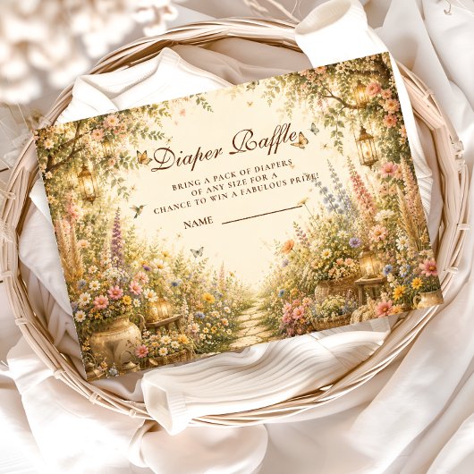 Whimsicale Wilde Bloem Boho Luier Raffle Informatiekaartje