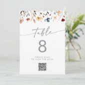 Whimsicale Wilde Bloem QR Code Tafel Nummers Kaart (Staand voorkant)