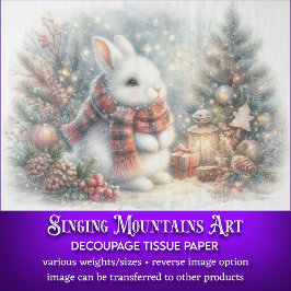 Whimsicale Winter Konijn Kerstboom Decoupage Tissuepapier